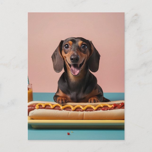 Carte Postale Joli Dachshund Avec Chien Chaud (Devant)