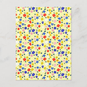 Carte Postale Joli délicat floral mignon sur fond jaune pastel