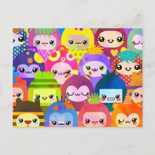 Carte Postale Joli dessin animé Kawaii Monster Kid Group