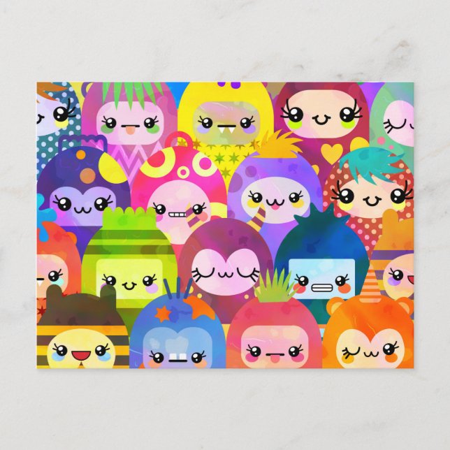 Carte Postale Joli dessin animé Kawaii Monster Kid Group (Devant)