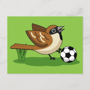 Carte Postale Joli Dessin De Caricature Sparrow Jouer Au Footbal