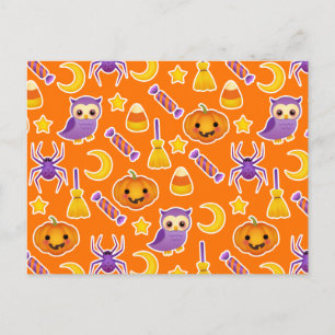 Carte Postale Joli Dessin Halloween Design Avec Citrouille