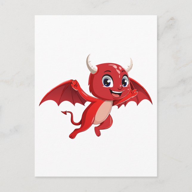 Carte Postale Joli diable volant de dessin animé (Devant)