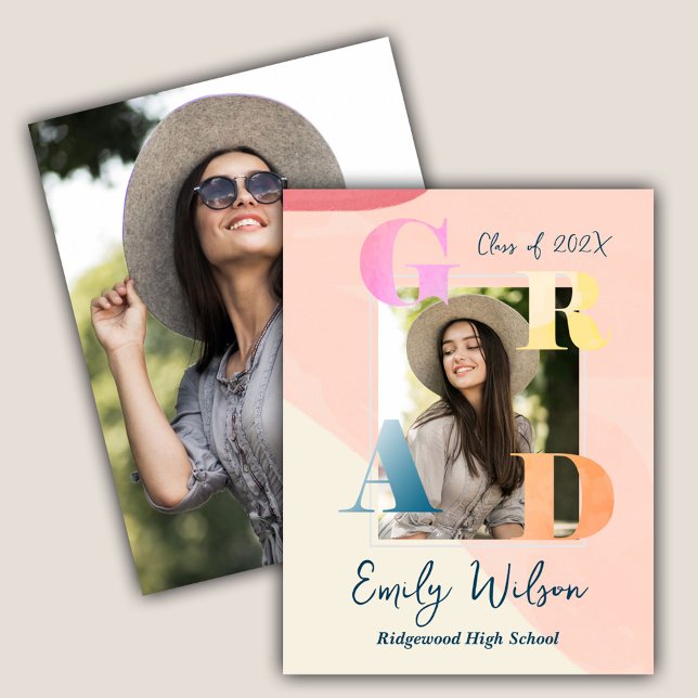 Carte Postale Joli diplômé 2025 GRAD 2 Annonce de remise de dipl (Cute 2024 GRAD 2 Photo Graduate Announcement Postcard)