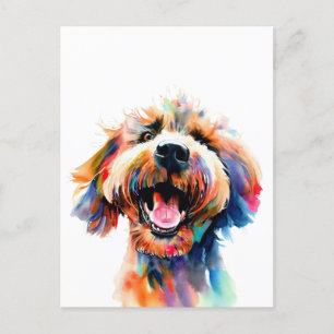 Carte Postale Joli Doodle coloré Labradoodle Art