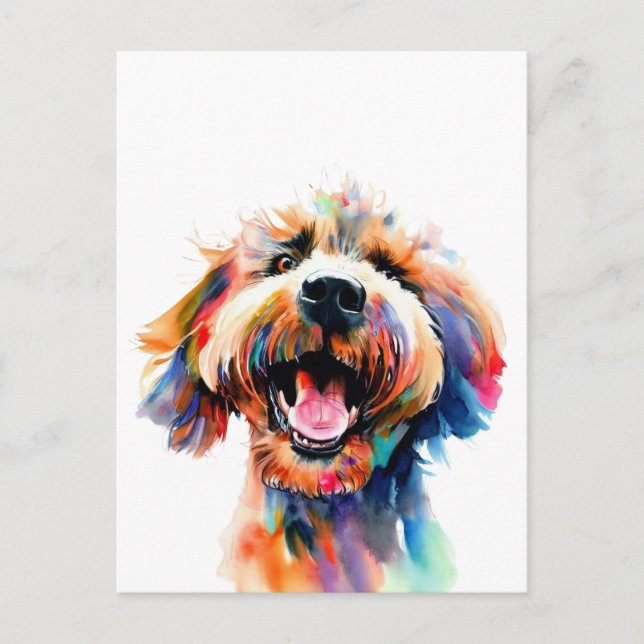 Carte Postale Joli Doodle coloré Labradoodle Art (Devant)