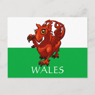 Carte Postale Joli dragon gallois drapeau du pays de Galles Ajou