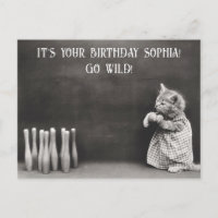 Joli drôle vintage anniversaire chat bowling