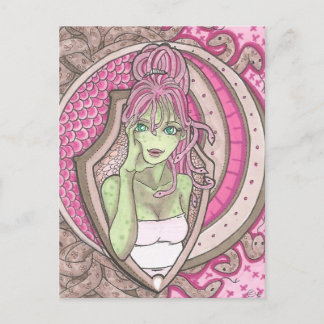 Carte Postale Joli en rose Medusa Imaginaire Art Nouveau Portrai