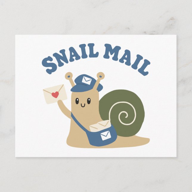 Carte Postale Joli facteur de courrier escargot (Devant)
