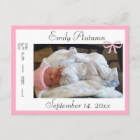 Joli Faire-part de naissance rose et blanc