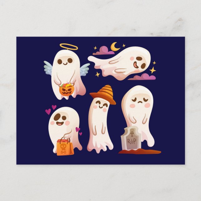 Carte Postale Joli fantôme d'Halloween (Devant)