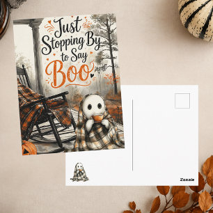 Carte Postale Joli fantôme disant Boo, Halloween chaleureux et h