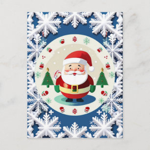 Carte Postale 🎅 Joli flocon de neige du Père Noël festif Noël H