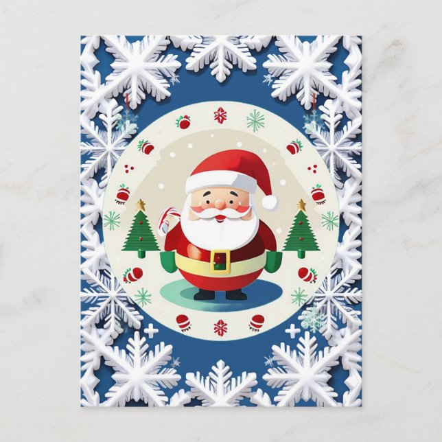 Carte Postale 🎅 Joli flocon de neige du Père Noël festif Noël H (Devant)