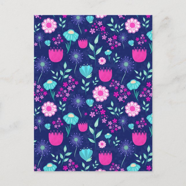 Carte Postale Joli fond à motif floral (Devant)