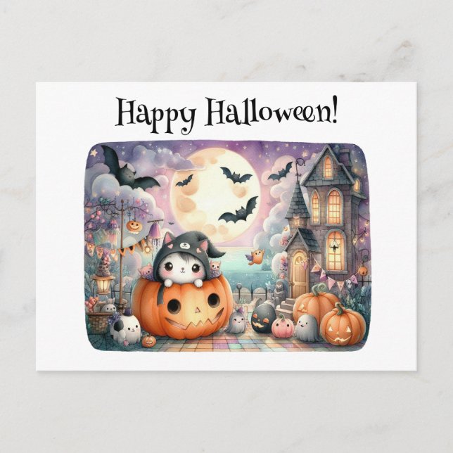 Carte Postale Joli Halloween Kawaii (Devant)