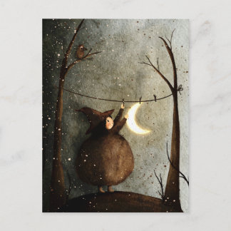 Carte Postale Joli Halloween Rétro Vintage - Accrocher la Lune