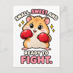 Carte Postale Joli hamster de boxe prêt à se battre