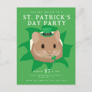 Carte Postale Joli hamster jour de la Saint-Patrick regardant à