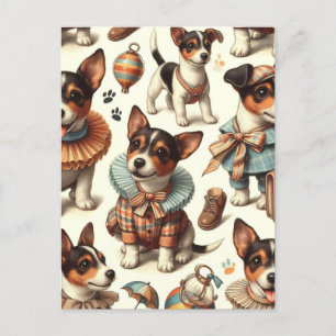 Carte Postale Joli Jouet Vintage Fox Terrier sans couture