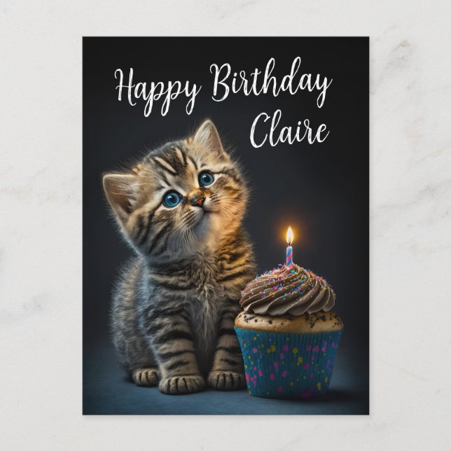 Carte Postale Joli Kitten Souhaitant Bonne Anniversaire, Personn (Devant)