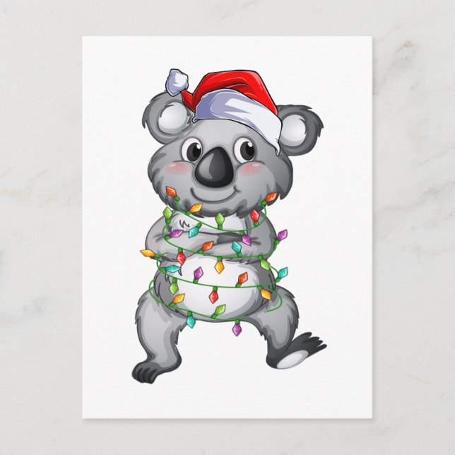 Carte Postale Joli koala dans les lumières de Noël (Devant)