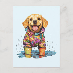 Carte Postale Joli Labrador Retriever Flot d'eau de pluie