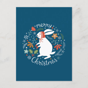 Carte Postale Joli Lapin de Noël Scandinave