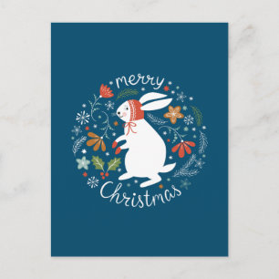 Carte Postale Joli Lapin de Noël Scandinave