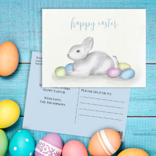 Carte Postale Joli Lapin de Pâques Pastel Simple Classique Vacan