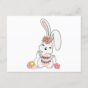 Carte Postale Joli lapin de printemps Joyeuses Pâques
