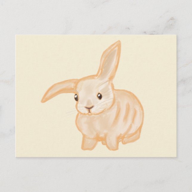 Carte Postale Joli lapin lapin Brown - transparent sur beige. (Devant)