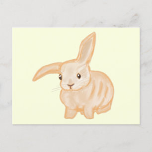 Carte Postale Joli lapin lapin Brown - transparent sur jaune.