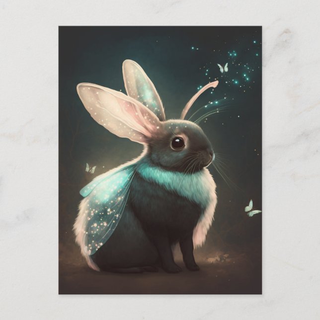 Carte Postale Joli lapin lapin de lapin de fée magique (Devant)