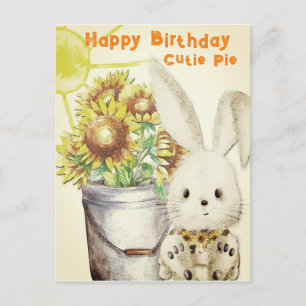 Carte Postale Joli lapin Lapin Orange Jaune Tournesols