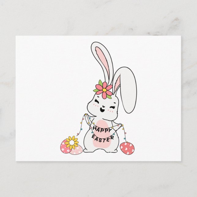 Carte Postale Joli lapin printanier Joyeuses Pâques (Devant)