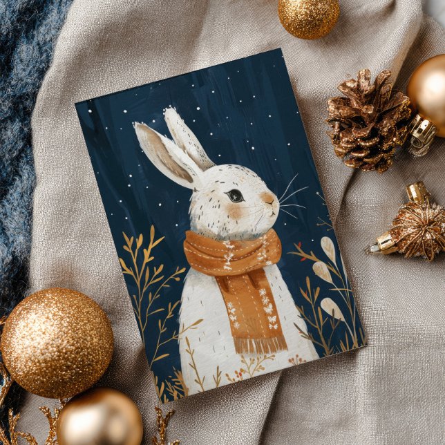 Carte Postale Joli lapin Soirée d'hiver Cosy Bois Noël (Créateur téléchargé)