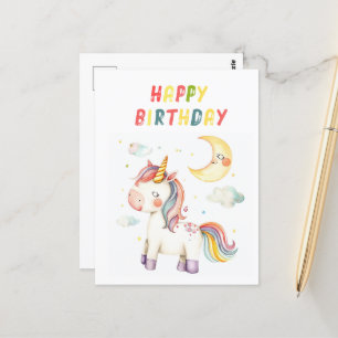 Carte Postale Joli Licorne Je Colorie Joyeux Anniversaire