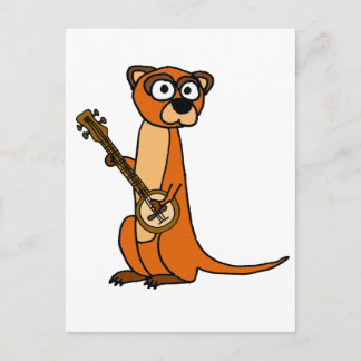 Carte Postale Joli mangouste jouant Banjo Dessin