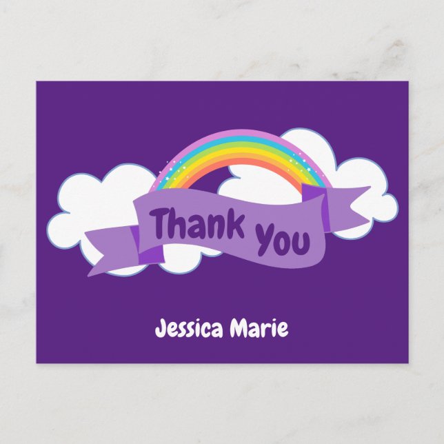 Carte Postale Joli Merci Arc-en-ciel Violet Personnalisé (Devant)