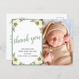 Carte Postale Joli Merci de Baby shower floral jaune Photo