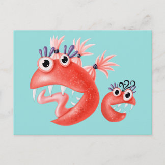 Carte Postale Joli Monster Crazy Enfants Amusants