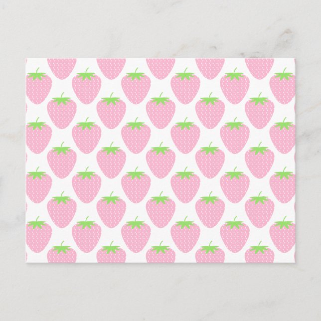 Carte Postale Joli Motif de fraise rose. (Devant)