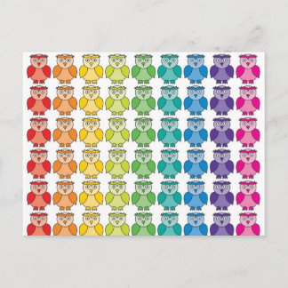 Carte postale - Joli Motif de hibou arc-en-ciel