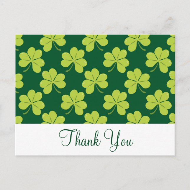 Carte Postale Joli motif de trèfle de shamrock vert Merci (Devant)