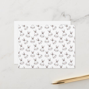 Carte Postale Joli Motif lapin blanc de Pâques