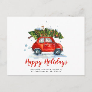 Carte Postale Joli Noël Arbre Rouge Voiture de Noël Entreprise S