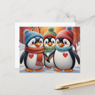 Carte Postale Joli Noël de Pingouins