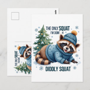 Carte Postale Joli Noël d'hiver Raton laveur Festif Vacances